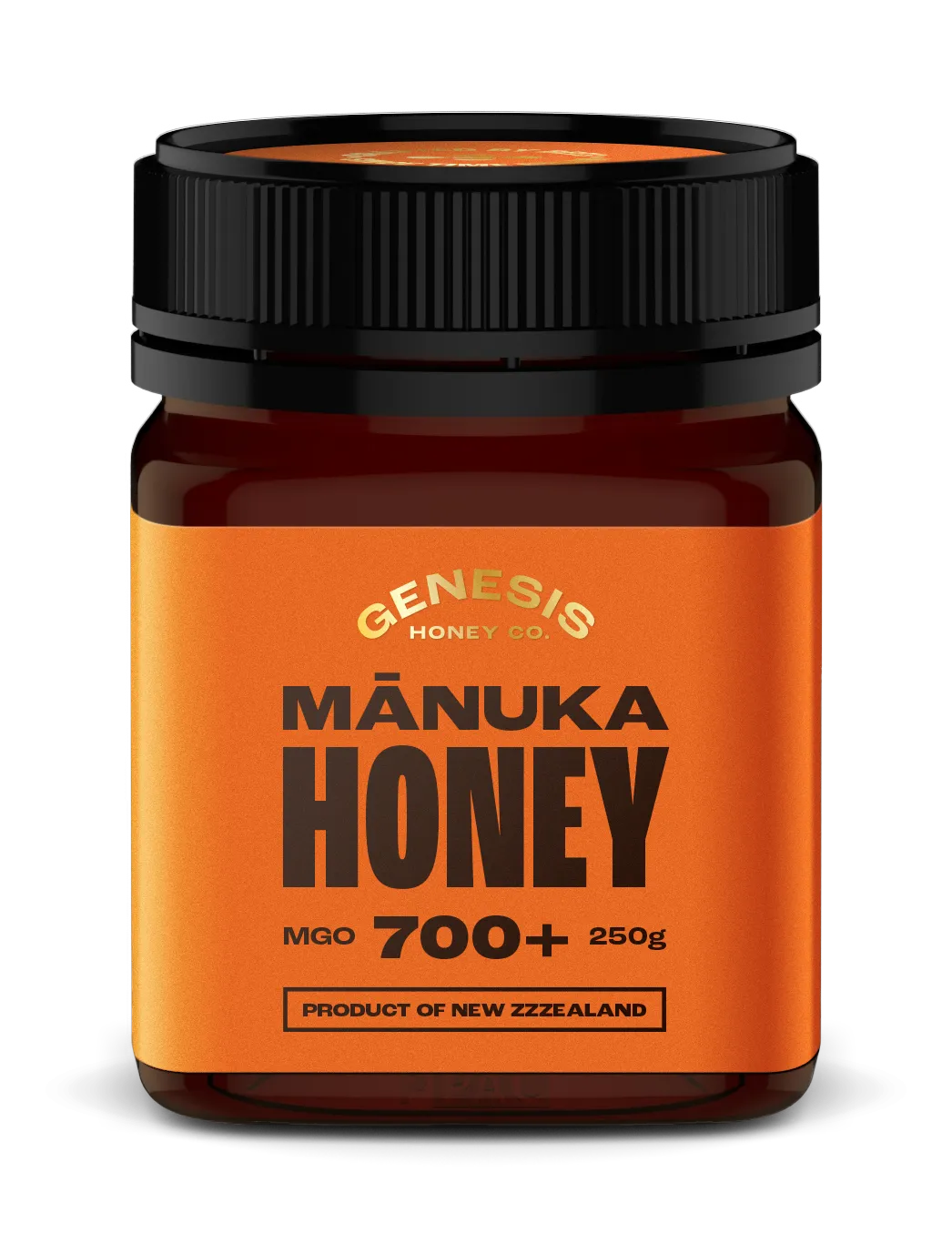 Genesis Honey Co Mānuka Honey MGO 700+, 250g amber glass jar